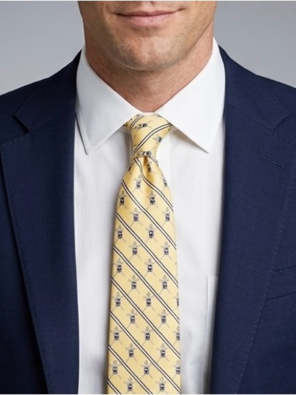 Vineyard Vines Custom Detroit Golf Club Silk Tie Yellow Striped Preppy